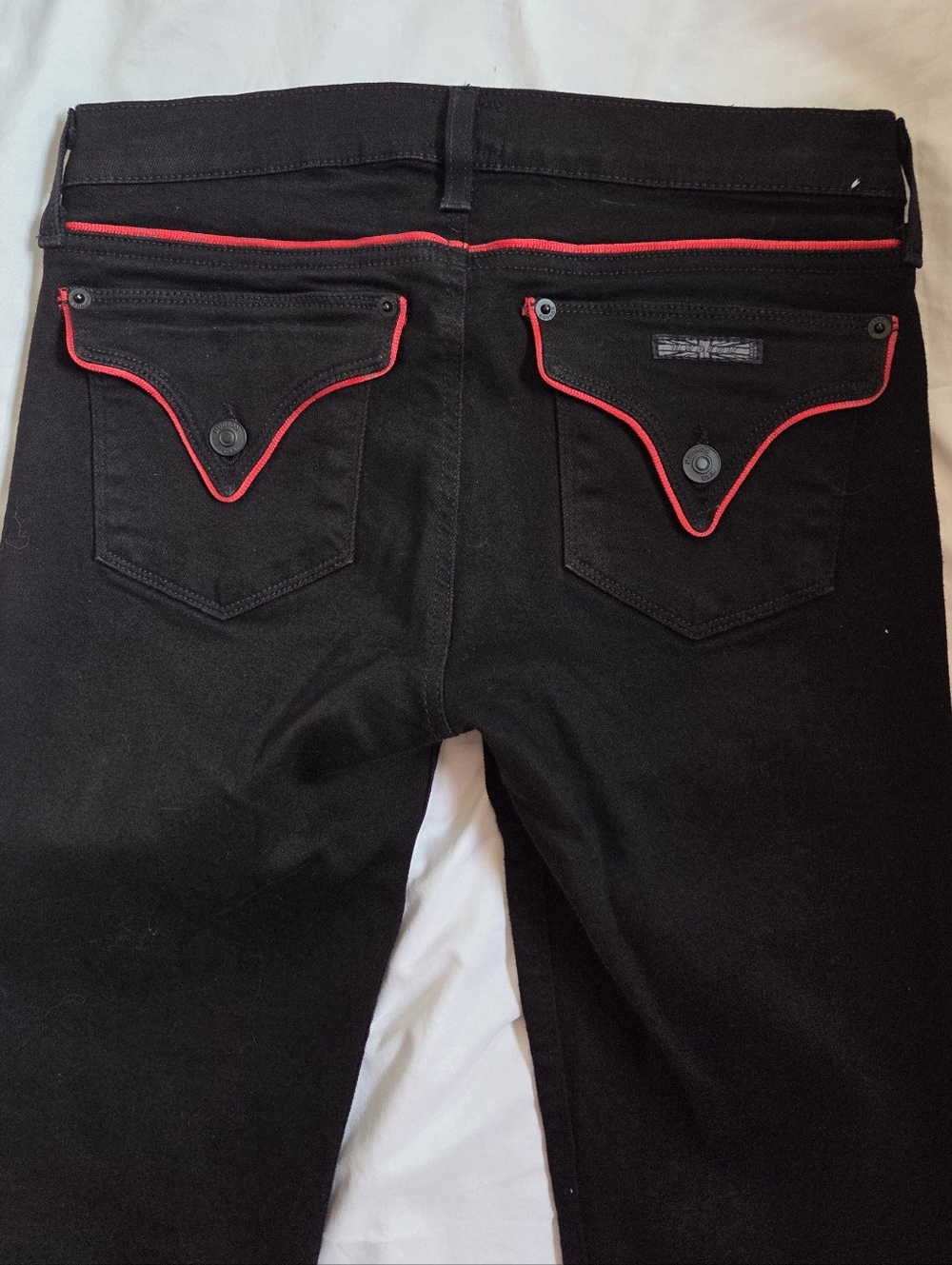 Hudson Jeans Black Skinny Jeans with Red Side Piping